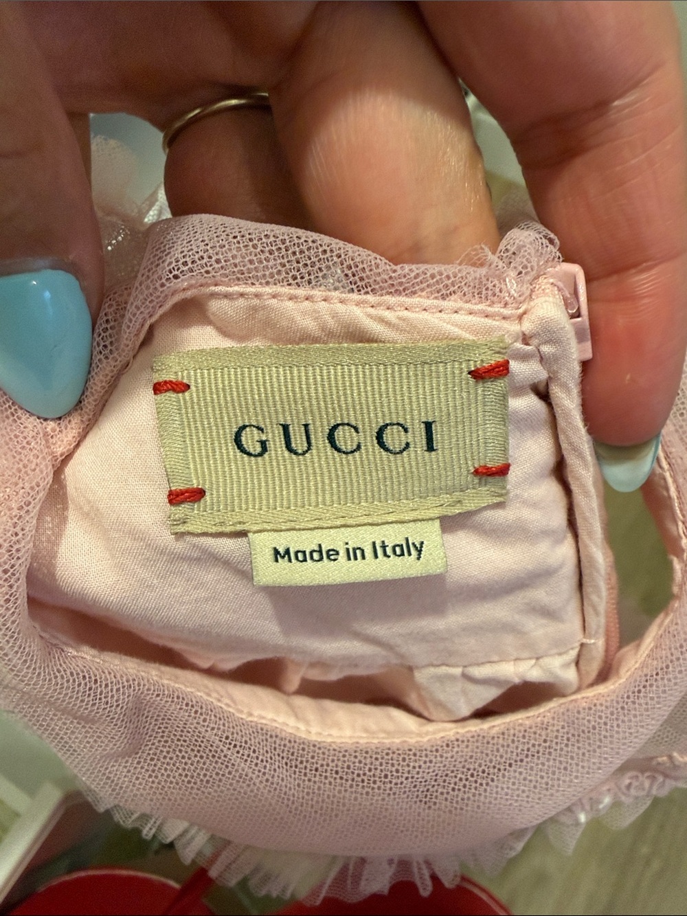 Gucci Pink Lace Overlay Girls Dress - Picture 4 of 4